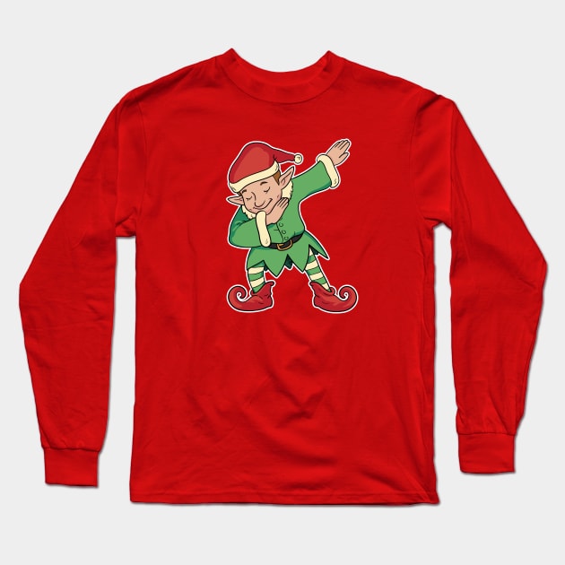 Cute Dabbing Elf Cartoon Long Sleeve T-Shirt by SLAG_Creative